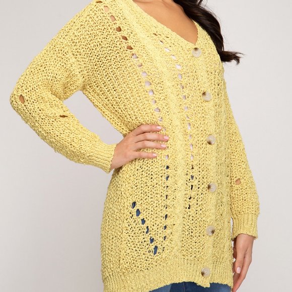 NWT - She + Sky Open Knit Cardi in Banana - Picture 1 of 9